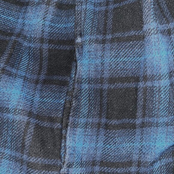 ORVIS Heavy Flannel Button Down Shirt Shacket - Black & Blue Plaid - EUC - LARGE - Picture 9 of 9